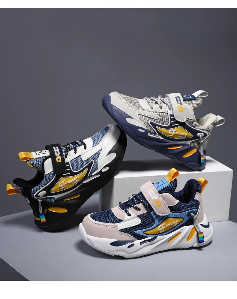 Kids Boy Fashion Trend Casual Sneaker Non-Slip Children's Sports Shoes Breathable Mesh Comfortable Wear.