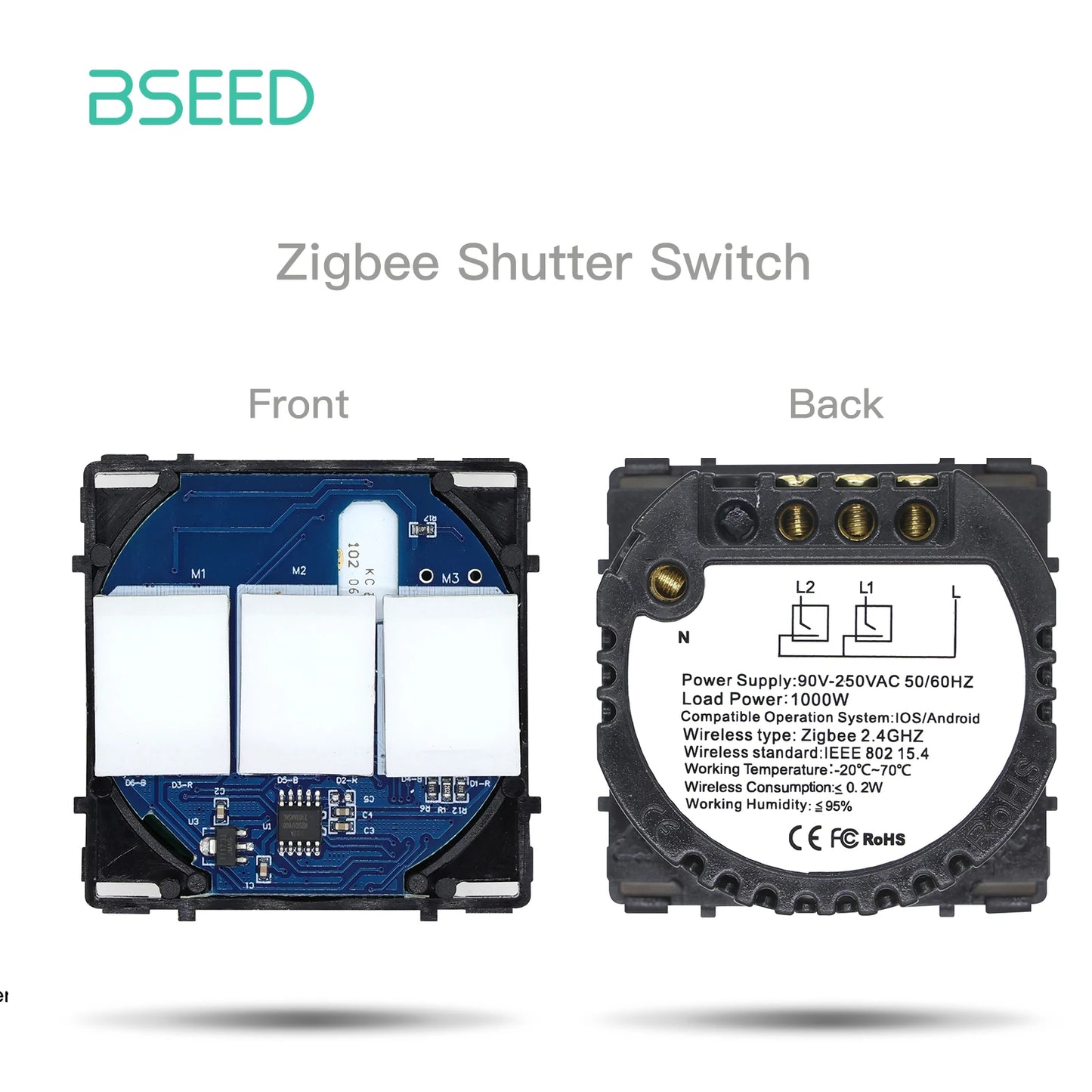 Bseed EU Standard Zigbee Lichtschalter Teile 1/2/3Gang Dimmer Vorhang Modul DIY Teil Tuya Smart Life Control Neutral Erforderlich.
