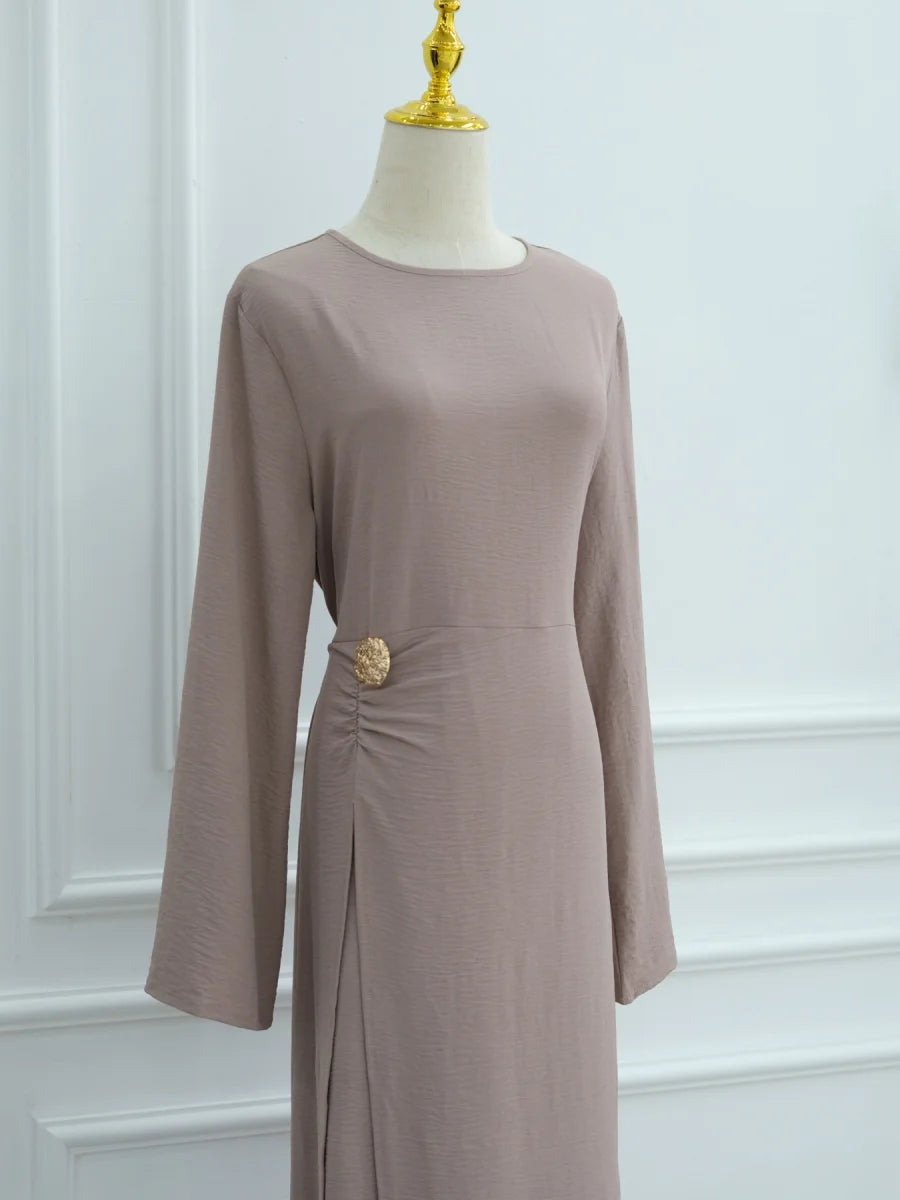 Muslim Women Arabic Dubai Abaya Solid Drawstring Long Dress Modest Ramadan Kaftan Robe Femme musulmane Islam Clothing Kebaya.