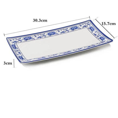 1pc Food Grade Plastic Dinner Plates Chinese Melamine Plastic Is Not Easy To Break Rectangular Plate Restaurant Kitchen Supplies.