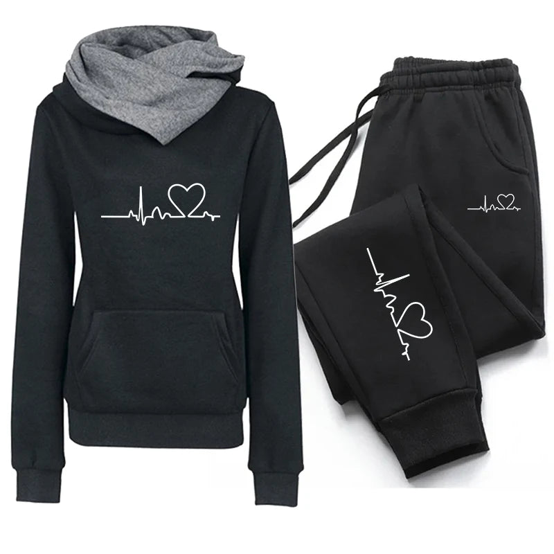 Women's Tracksuit Female Pullover Hoodies Jogging Pants Sweatshirt Sports Suit Two Piece Set Women Clothing Winter Warm Outfits.