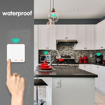 433 MHz intelligenter Lichtschalter AC 110 V 220 V Empfänger und 1/2/3 Gang 86 kabelloser Drucktastenschalter, Übertragung 50 m für Heimwerker.