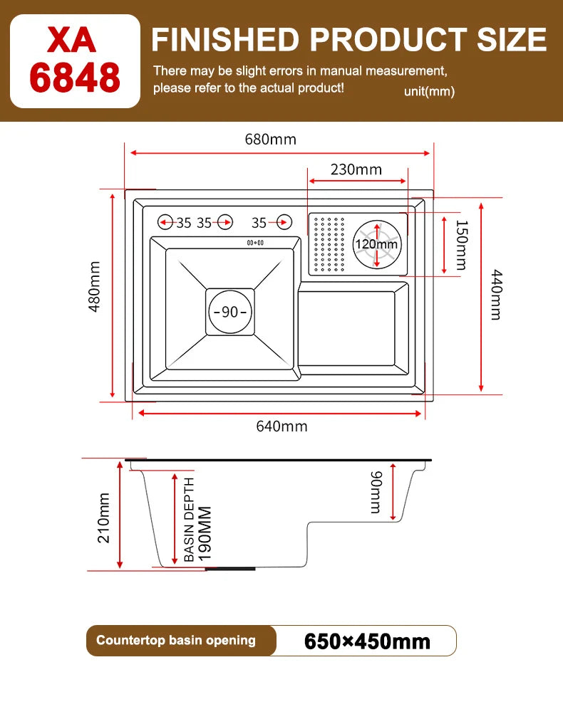 Stepped Stainless Steel Sink Kitchen with Cup Washer Multifunctional Large Single Slot Washbasin Dishwasher Sinks