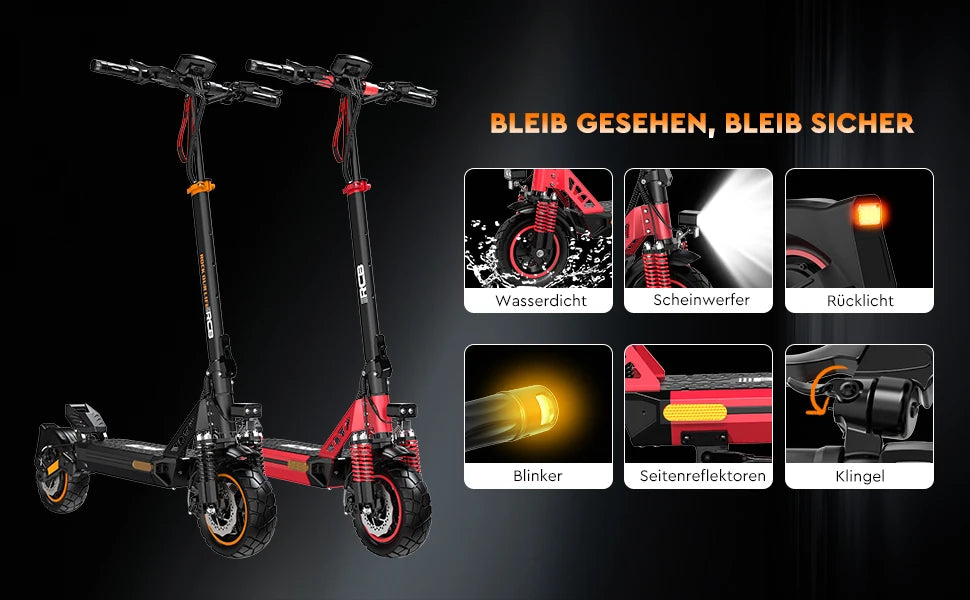 RCB Electric Scooter D5/D5 PRO ABE (premium version), NFC/Indicator/APP, 500W Motor Peak 1600, 10" Commuting E Scooter for Adult.