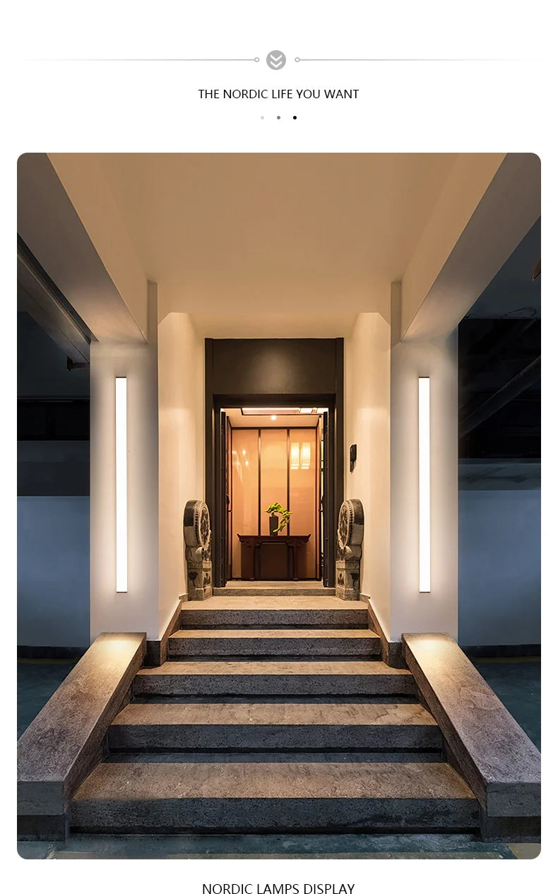 Moderne wasserdichte LED-Wandleuchte mit langem Streifen für den Außenbereich, IP65, Schmiedeeisen-Wandleuchte, Garten-Veranda-Wandleuchte, 110 V, 220 V, Beleuchtung.