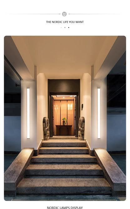 Moderne wasserdichte LED-Wandleuchte mit langem Streifen für den Außenbereich, IP65, Schmiedeeisen-Wandleuchte, Garten-Veranda-Wandleuchte, 110 V, 220 V, Beleuchtung.