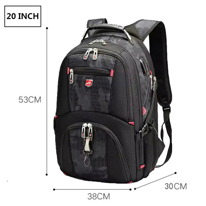 Wasserdichte 20-Zoll-Laptop-Rucksäcke USB-Lade Schultasche Diebstahlsicherer Herren-Rucksack Reiserucksack Männlicher Mochila Hohe Kapazität