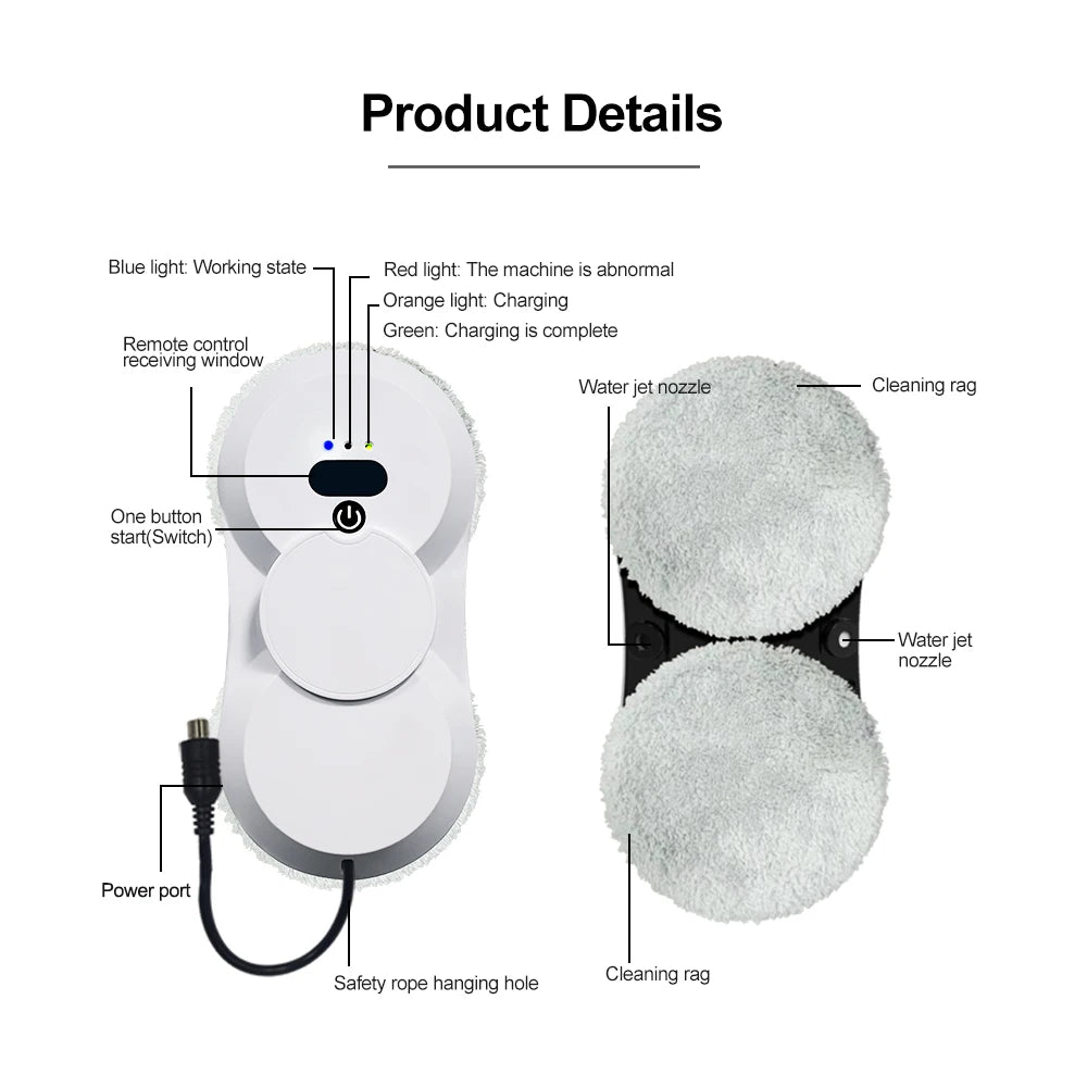 PuRuiKai robot electric automatic window cleaning Robotic vacuum cleaner, with remote control, two-way automatic spray.