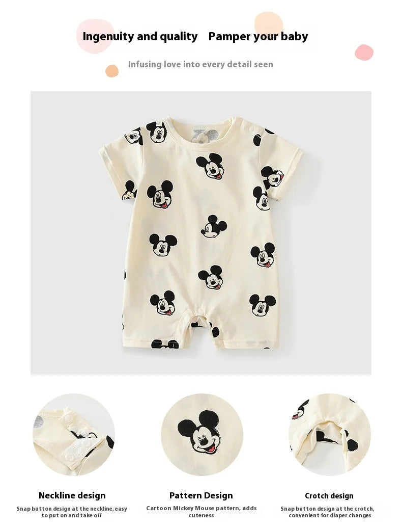 Sommer Neugeborenen Baby Jungen Mädchen Pullover Body Mickey Kleinkind Cartoon Maus Kurzarm Strampler Beiläufige Lose Baby Kleidung.