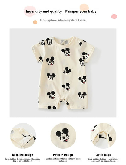 Sommer Neugeborenen Baby Jungen Mädchen Pullover Body Mickey Kleinkind Cartoon Maus Kurzarm Strampler Beiläufige Lose Baby Kleidung.