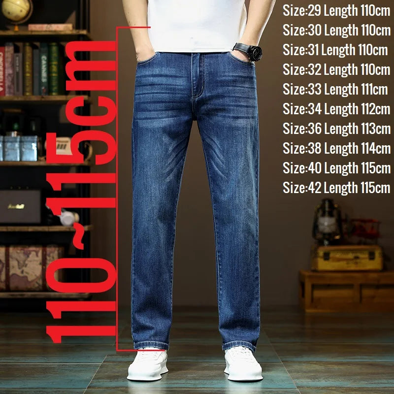 190 cm 200 cm hohe Jeans für Herren, gerade, normale Passform, Denim-Hose, männlich, Teeneeger, Stretch, extra lang, Länge 110, 115 cm, 120 cm, verlängert