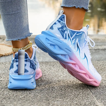 Women's Sneakers 2025 New Fashion Breathable Trainers Comfortable Sneakers Women Mesh Fabric Lace Up Female Footwear Women Shoes.