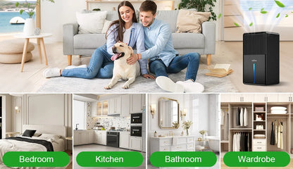 LOEFME 3000ml Electric Dehumidifier Large Air Dryer Drying Mode Mould Moisture Damp with Timer 800mL/Day for Home Bedroom Office.