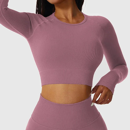 Cloud Hide Fitness Yoga Shirt Sexy Sports Gym Tank Crop Top Running Long Sleeve Blouse Winter T-Shirt Women Workout Sportswear