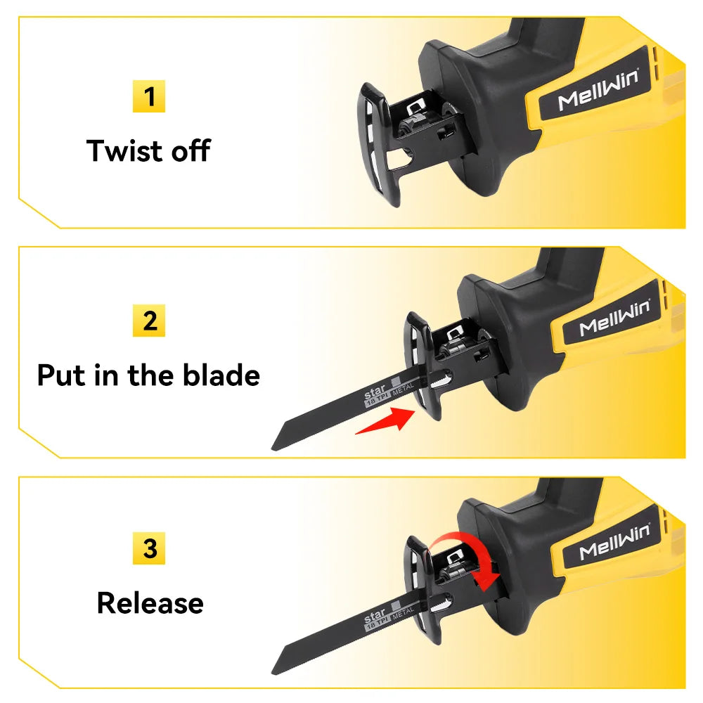 MELLWIN 3600W Bürstenlose Elektrische Säbelsäge Elektrische Kettensäge Säbelsäge Tragbare Power Schneiden Werkzeug Für 21V 18v Batterie