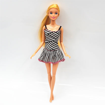 New 30cm 11 Joints Movable Doll with Clothes 1/6 Doll with Skirt Girls Play House Diy Dress Up Toy Gifts.