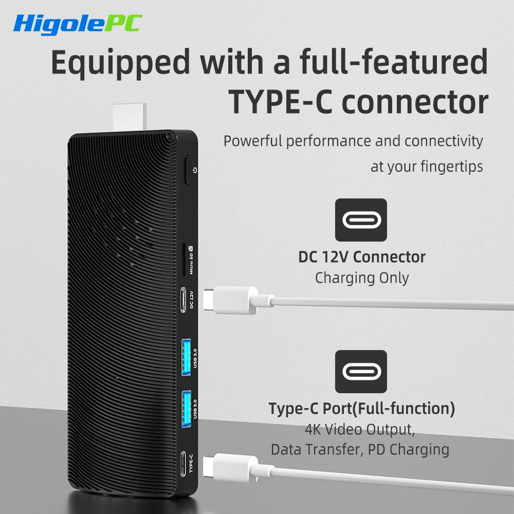 Higole PC Stick Fanless Mini PC Intel J4105 Windows 11 WiFi5 4/8GB 64/128/256GB Laptop Desktop PC 4K TV Stick PC Mini Computers.