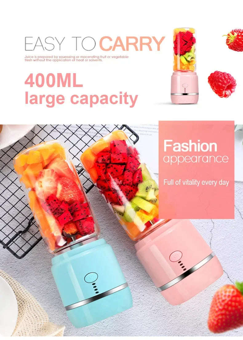 Portable Electric Fruit Juicer Wireless USB Rechargeable 6 Blades Mini Mixer Multifunction Summer Smoothie Blender Machine.