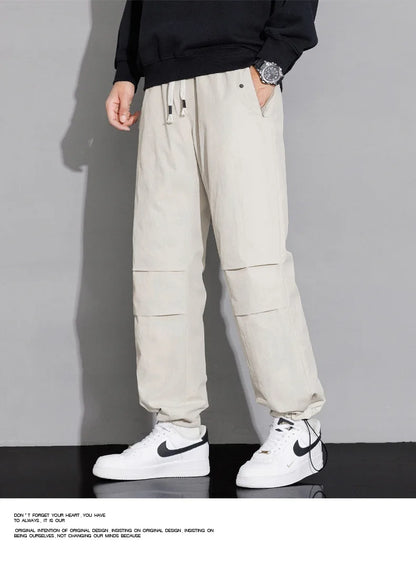 2025 Men's New, Lace-Up Elastic Waist Warm, Tooling, Outdoor Down Pants