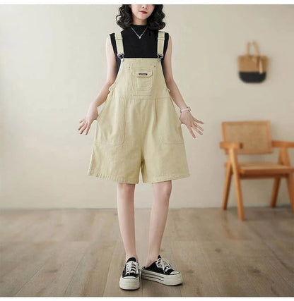 Denim Jumpsuits for Women Vintage Korean Style One Piece Outfit Casual Loose Rompers Wide Leg Jeans Summer New Women Clothing.