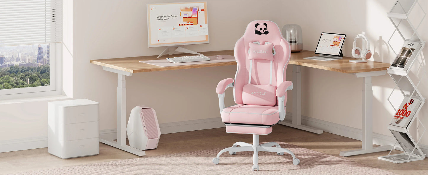 WOLTU Ergonomischer Gaming-Stuhl, Bürostuhl mit hoher Rückenlehne, Drehsessel mit Fußstütze und höhenverstellbarem Computerstuhl für die Lendenwirbelsäule