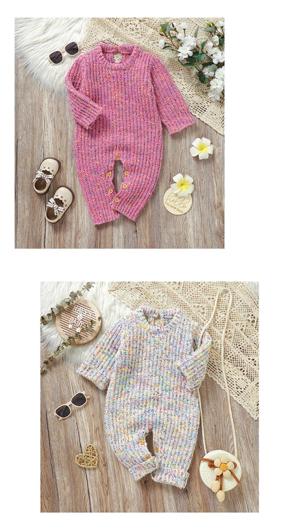 Winter Baby Mädchen Strampler Herbst Rundhals Langarm Gestrickte Neugeborenen Ein Stück Overalls Outfits 0-18m Kleinkind kleidung.