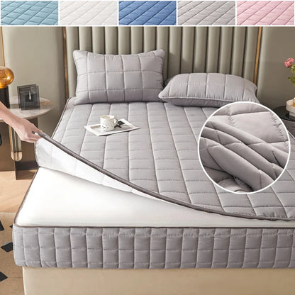 Breathable Quilted Mattress Protector with Soybean Fiber Padding Hypoallergenic Skin-Friendly Cover Machine Washable 720° Cover.