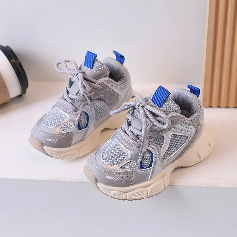Kids Casual Running Shoes with Thick Soles Boys Girls Fashion Versatile Sports Shoes 2024 New Children Mesh Breathable Sneakers
