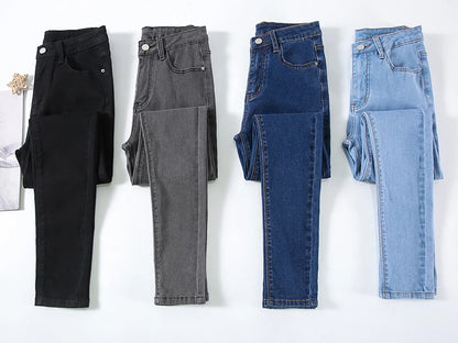 2024 New Sexy Skinny Jeans Women Hip Lift Stretch Pencil Denim Pants Casual Soft Slim Female Trousers Black Gray Blue.