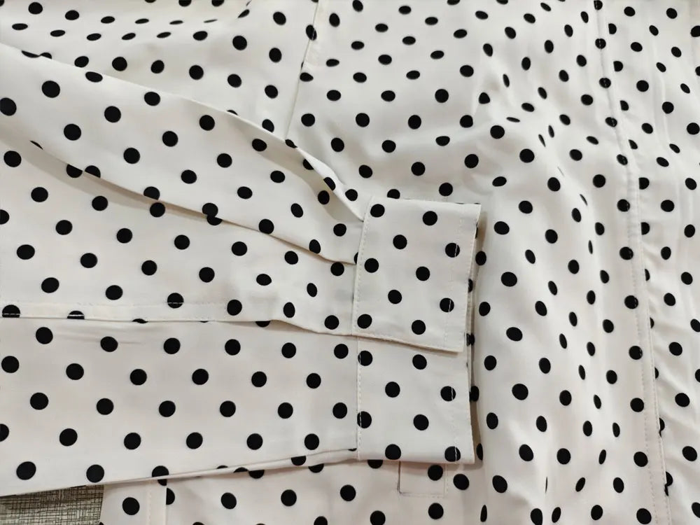 TRAFZA Herbst Polka Dot Gedruckt Jacke Für Frauen Lange Ärmel Rollkragen Zipper Mit Taschen Kordelzug Lose Vintage Mäntel.