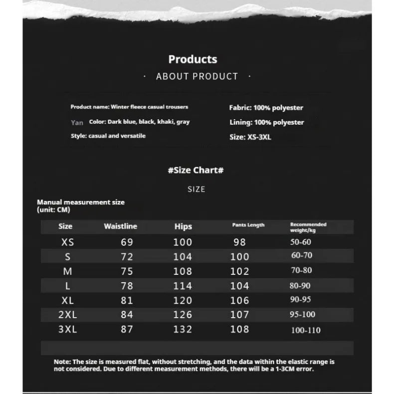 Men's Polar Fleece Pants Winter Thicken Warm Casual Fleece-Lined Jogging Sweatpants Men Loose Oversized Straight Trousers Male.