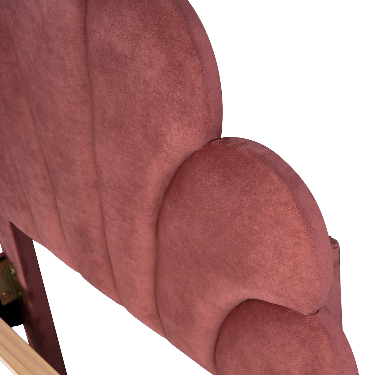 Rosahqnda Kinderbett 90x200 cm, blütenblattförmiges Kopfteil, gepolstertes Einzelbett für Kinder- und Mädchenschlafzimmer, Rosa/Beige