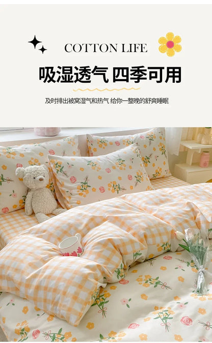 2025 new Cotton Duvet Cover Set with 2 Pillowcases 1 bed sheet - Elegant & Breathable Bedding Set,Fade-Resistant, Multiple Sizes.