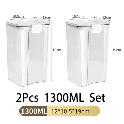 Large Capacity Waterproof Transparent Sealed Jar Multi-size Scene Kitchen Candy Dried Grain Storage With Lid Fridge Storage Tank