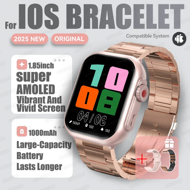 2025New For XIAOMI IOS Watch Ultra2 Smart Watches Women 1000mAh 1.85" AMOLED Full Touch Screen BT Call Ladies Fashion Smartwatch