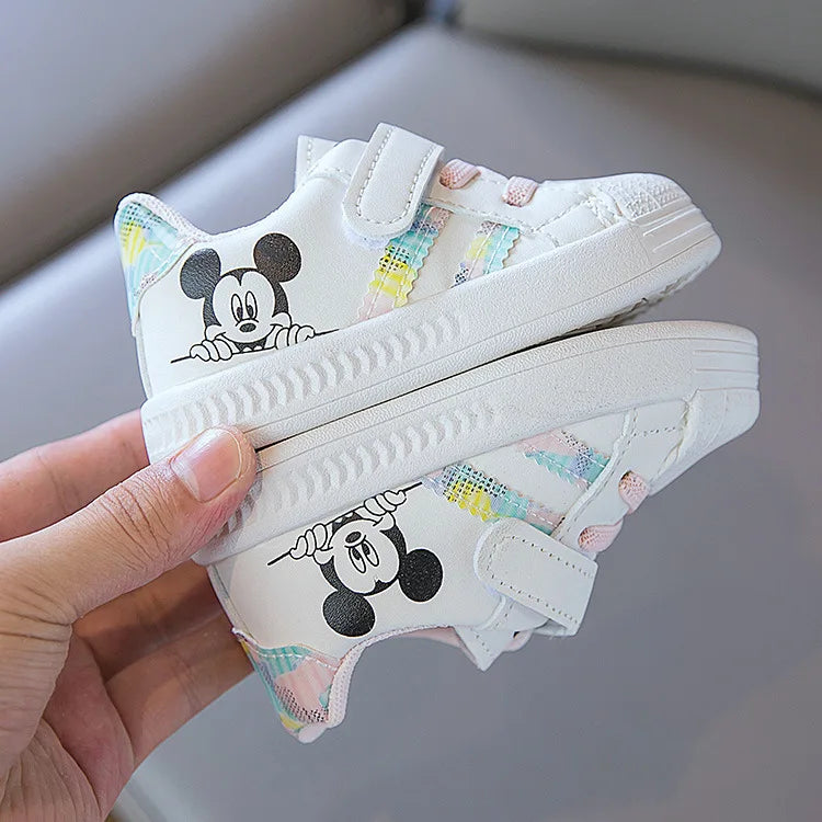 Disney White Casual Shoes For Baby Boy Girl Brand Children Sneaker Mickey Mouse Kids Sports Shoes Toddler Walking Shoes Size 25.