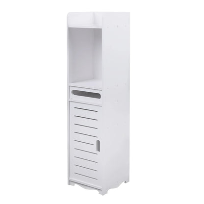 Moderner Badezimmers chrank Holz Kunststoff platte freistehende Toilette hohes schmales Regal weiß 20x20x80cm