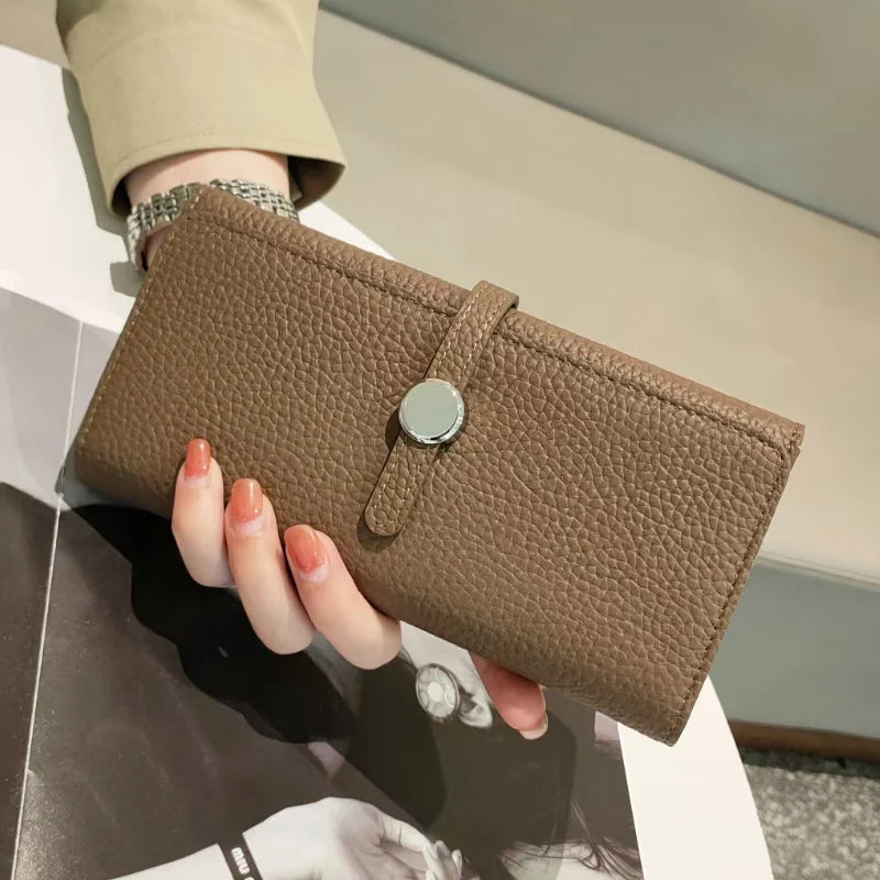 Genuine Leather Wallet Women Long Clutch Fashion Luxury Brand Ladies Purses Card Holder Zipper Coin Pocket High Quality Billfold.