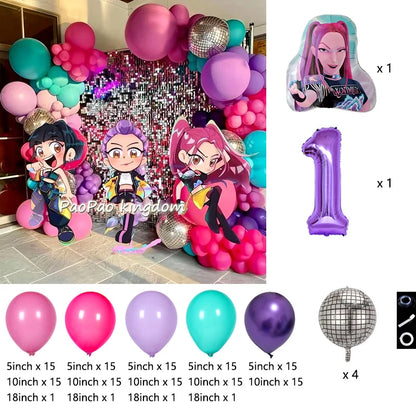 Kpop Dämonenjäger Themen Mädchen Geburtstag Luftballons Dekoration Anzahl Ballon Partyzubehör Babyparty Film Halloween Ballon