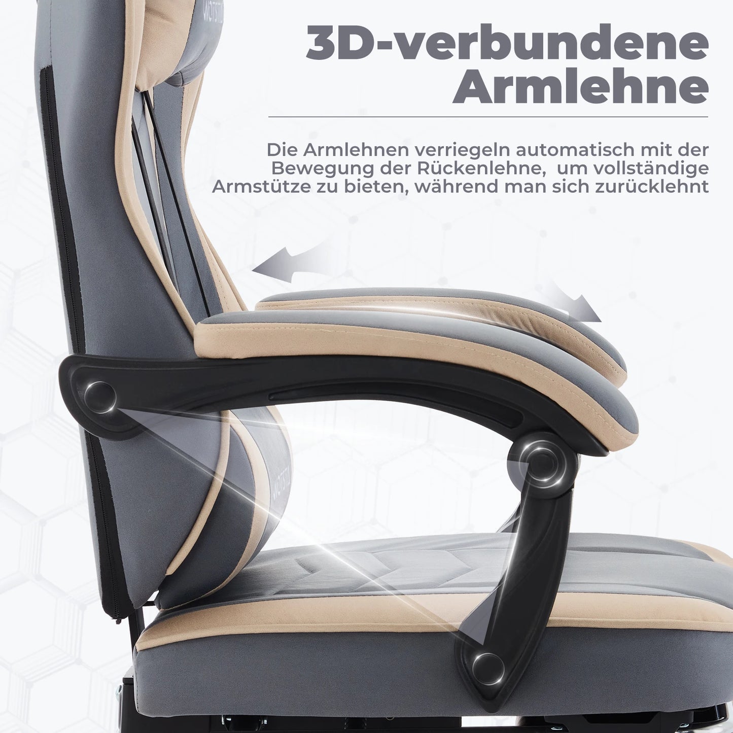 WOTSTA Gaming-Stuhl mit Fußstütze, Gamer-Stühle, ergonomisch, mit Lendenkissen, Kopfstützenstuhl, höhenverstellbarer Computerstuhl