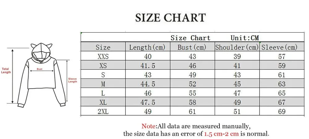 2025 Black World Tour Merch Cat Ears 2 Sided Long Sleeve Crop Tops Girls Fashion Hoodie.