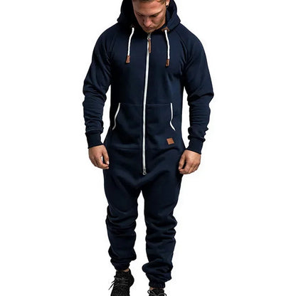 New Custom 3D Full Design Jumpsuit Pajamas Long-sleeved sports pants solid color splicing casual sweater men's zipper hoodie