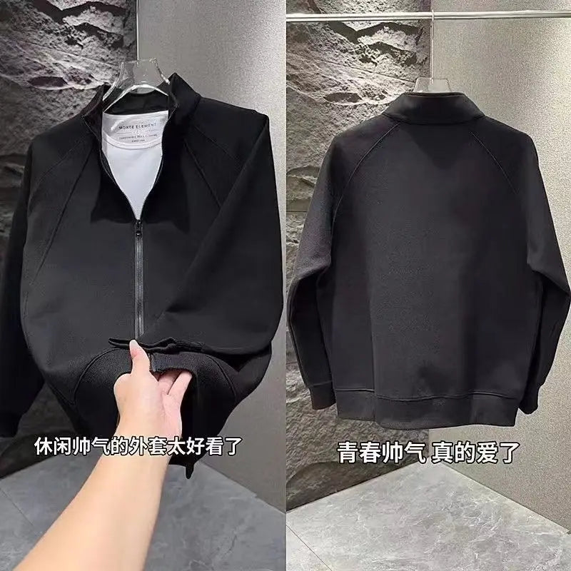 Hoodie men's spring and autumn style new cardigan with shoulder insertion All match jacket men's Korean version handsome top men.