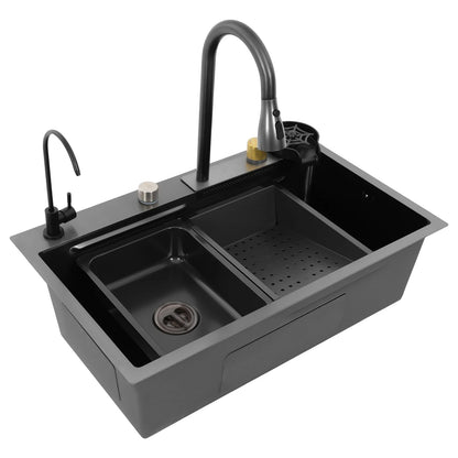 68/75 cm Küchenspüle, Haushaltsspülbecken-Set, Edelstahlspüle, Unterbau-Küchenspüle, rostfrei, großes Fassungsvermögen