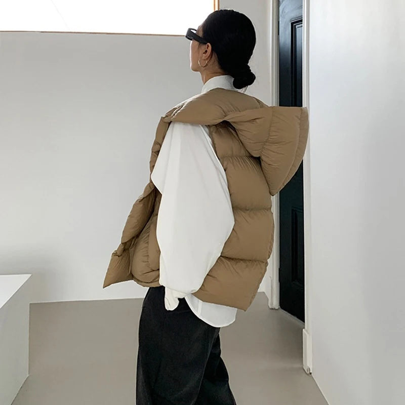 Hirsionsan Herbst Winter Koreanische Weiße Ente Unten Weste Frauen 2023 Neue Einfach Alle-spiel Mäntel FemaleSoft Warme Sleeveness Jacken.