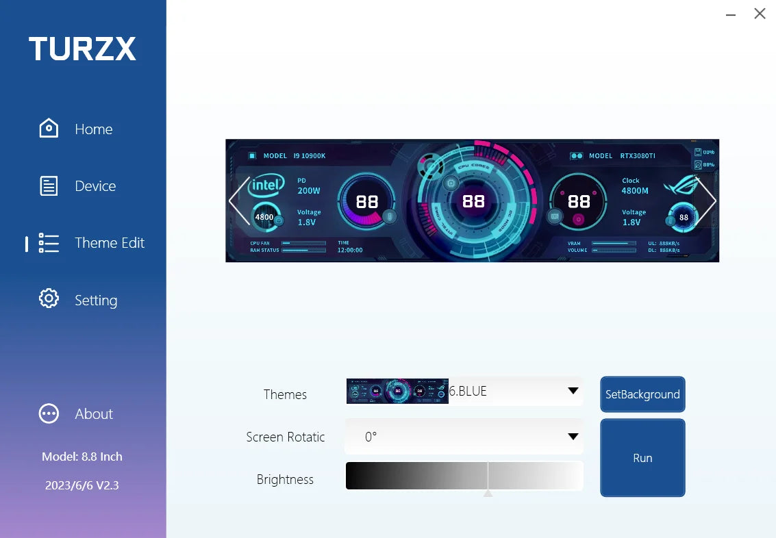 TURZX 8.8 Inch USB Secondary Screen Type-C Desktop Extended Display TF Card Play 1920*480 IPS LCD CPU RAM GPU Monitor NO AIDA64