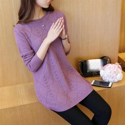 Strick pullover Herbst Winter Tops O-Ausschnitt Langarm Pullover lässig warme Damen pullover Midi lange schlanke Pullover Mädchen.