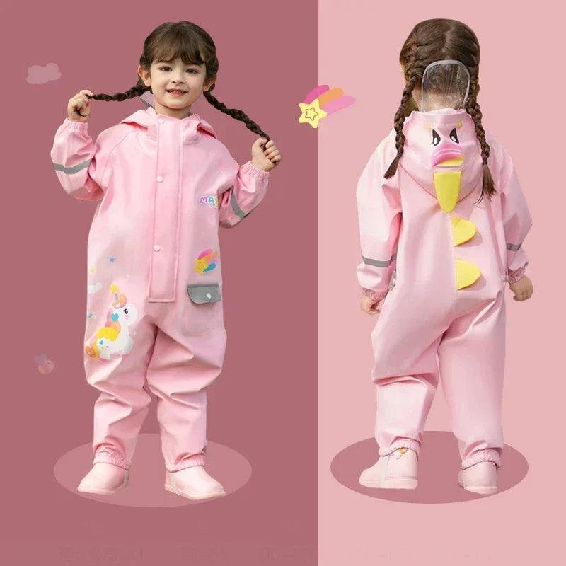 2025, Cartoon-Overall mit Kapuze für Babys, Mädchen, Regen, Outdoor-Sport, Jungen-Overall, wasserdicht, einteilig, Kinderhose, Strand, Kinderhose.