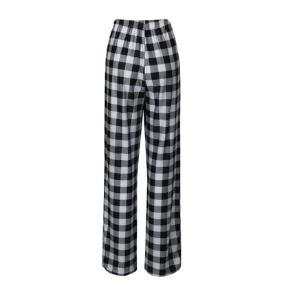 Frauen Weihnachten Pyjama Hosen Herbst Winter Plaid Gedruckt Hosen Mode Lässig Breite Bein Hosen Kleidung Streetwear.