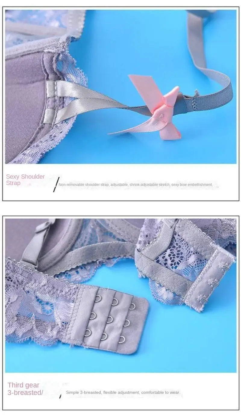 Sexy Thin Half-cup Lace Bra, Comfortable, Breathable, Anti-sagging, Push-up Small Bra for Women Lingerie.